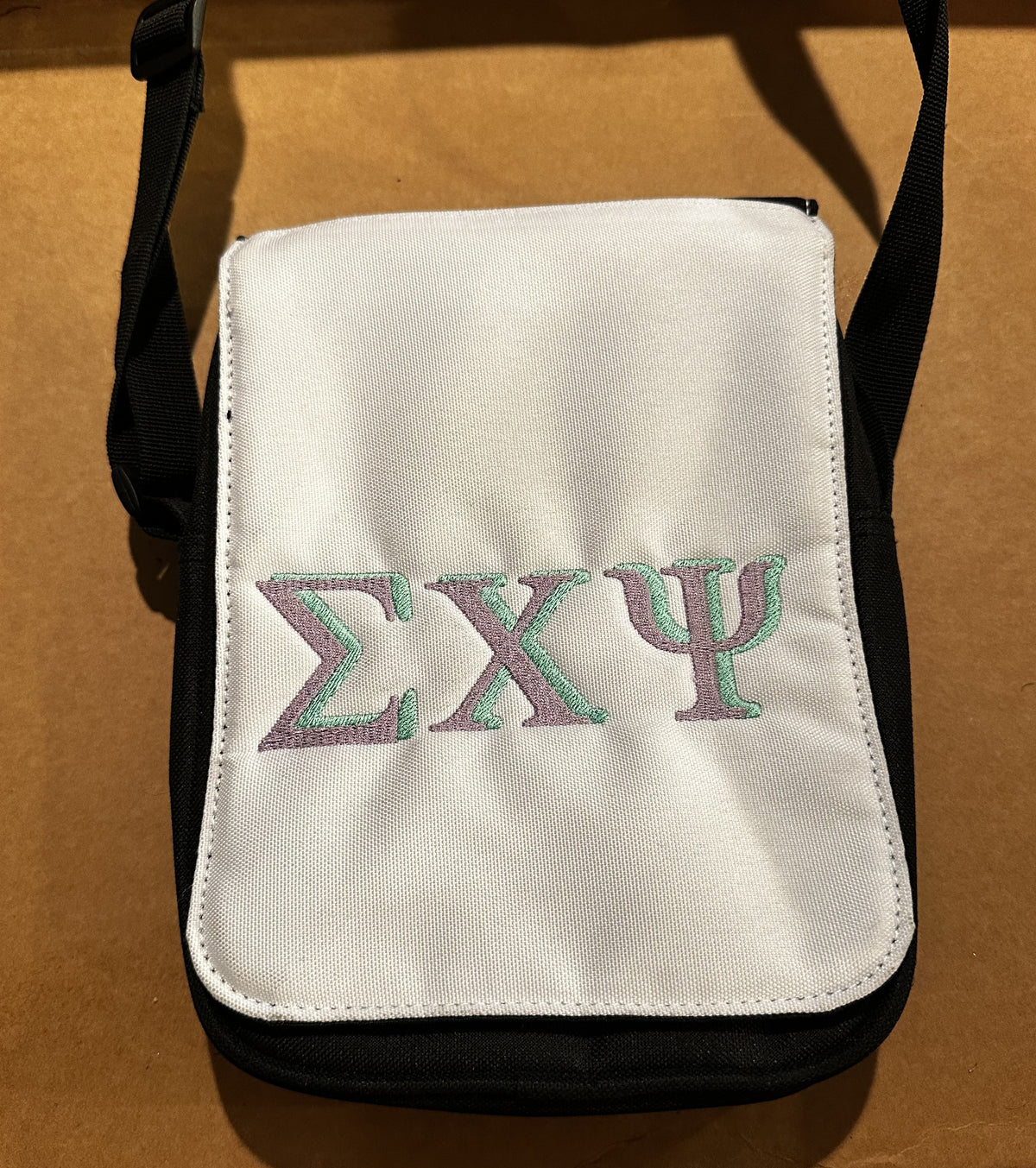 ΣΧΨ Embroidered Crossbody Bag