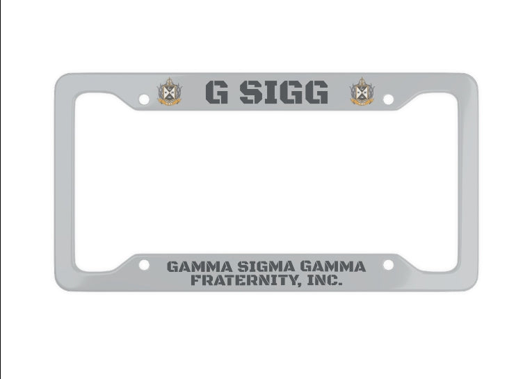 Gamma Sigma Gamma Fraternity License Plate Frame — LIGHT GREY