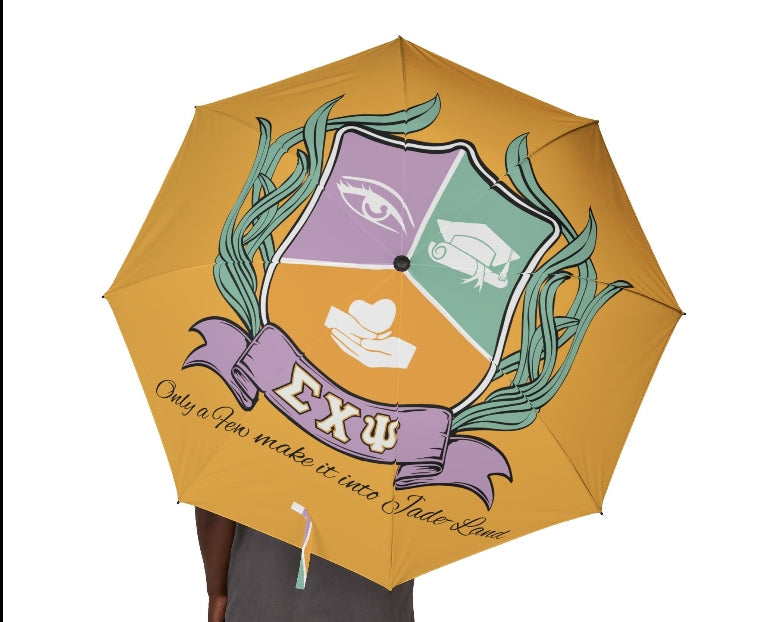 Orange-Gold Crest Umbrella - few into jade-land
