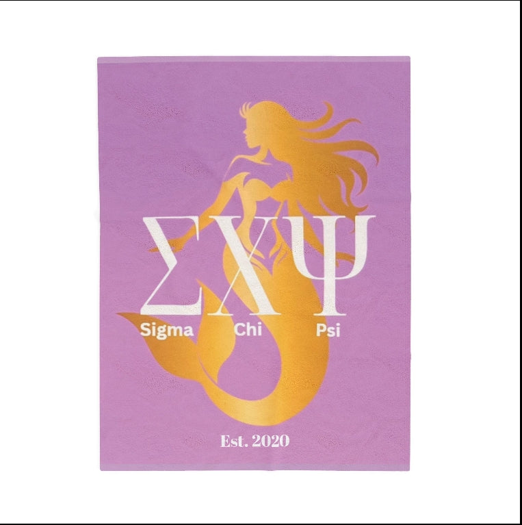 Velvet Blanket- Throw - Orange Gold Mermaid