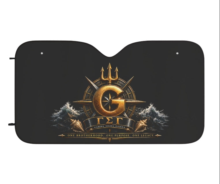 Car Sun Shade — Nautical Trident Emblem Front Windshield Cover